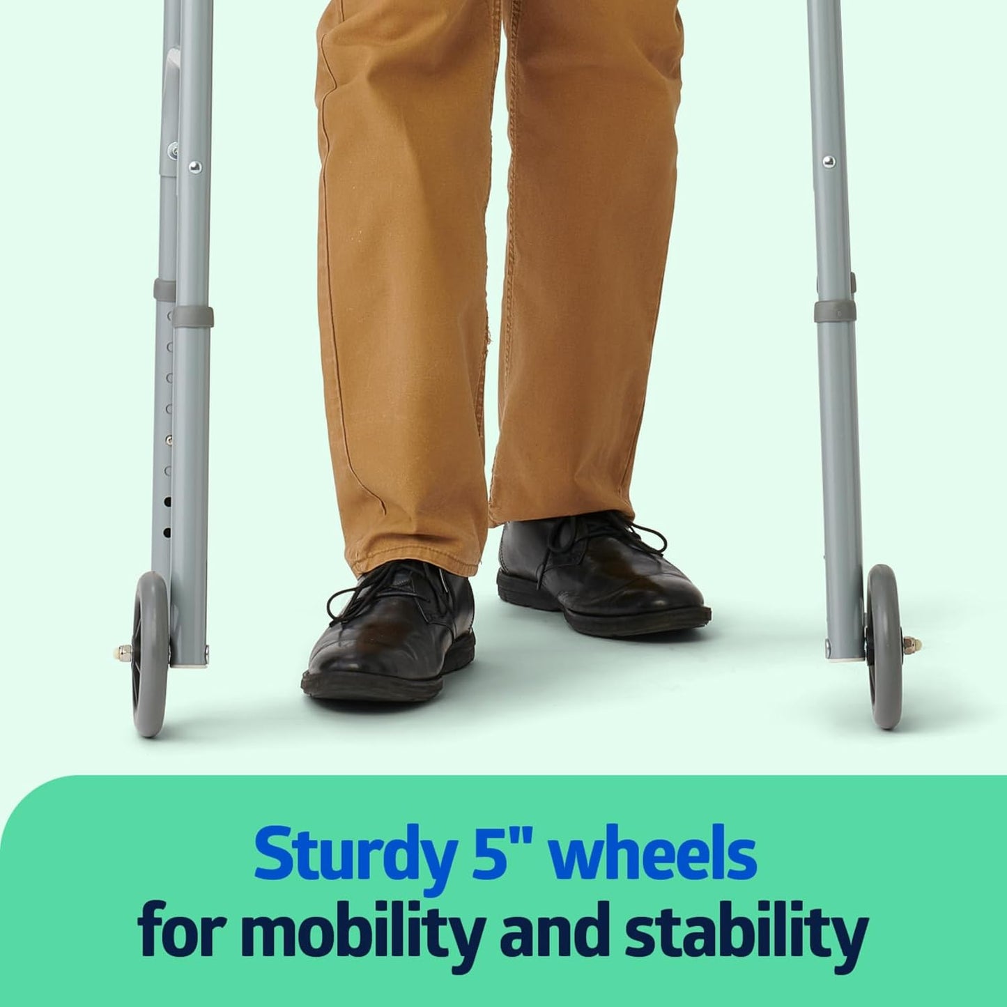 DeepTitamim-Medline Lightweight Folding Walkers for Seniors, Adults with 5” Wheels, Steel Frame Supports up to 400 lbs.