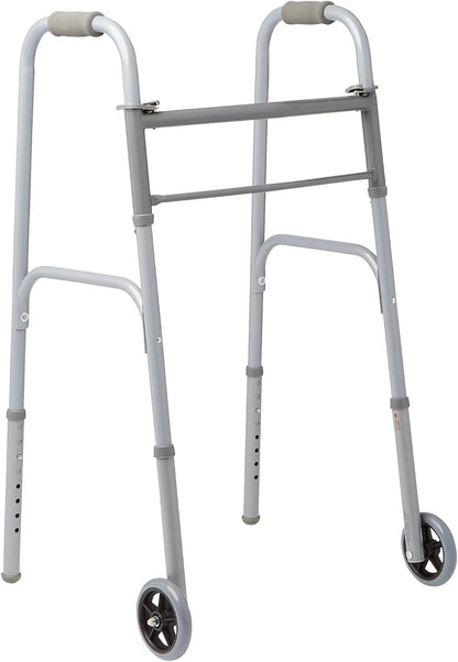 DeepTita-Medline Lightweight Folding Walkers for Seniors, Adults with 5” Wheels, Steel Frame Supports up to 400 lbs.