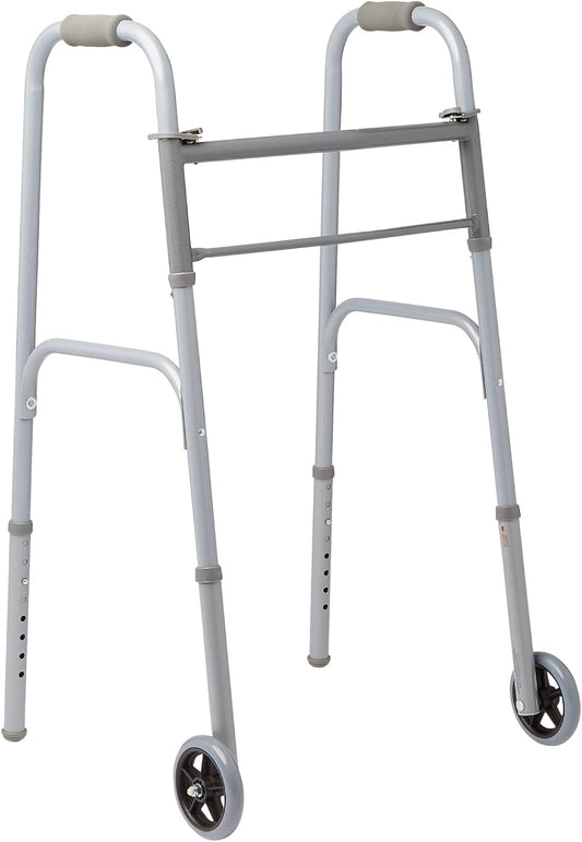 DeepTireh -Medline Lightweight Folding Walkers for Seniors, Adults with 5” Wheels, Steel Frame Supports up to 400 lbs.