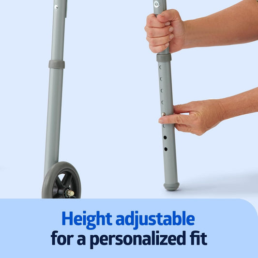 DeepTireh -Medline Lightweight Folding Walkers for Seniors, Adults with 5” Wheels, Steel Frame Supports up to 400 lbs.