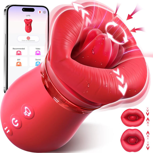 Vibrator Adult Sex Toys for Women - 5 IN 1 Mouth Sucking Vibrator Rose Sex Toy, 10 Tongue Licking, 3 Auto & 1 Manual Sucking Adult Toys New APP, Anal Clit Nipple Vibrators Female Couples Sex Toys
