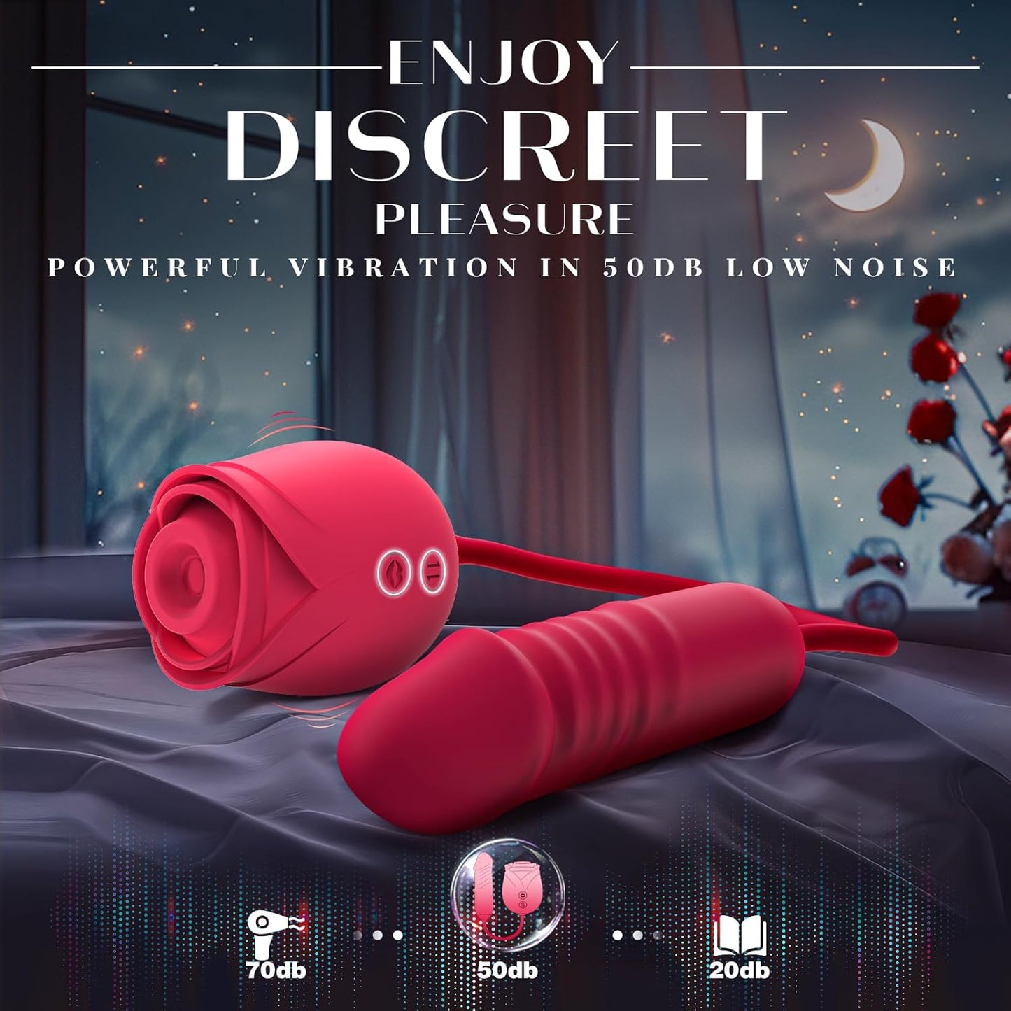 Vibrator Dildo Sex Toys for Women - Rose Sex Toy with Thrusting G Spot Vibrators & 10 Sucking Modes for Clitoral Nipple Stimulation Anal Double-Ended Dildos Adult Sex Toys Games for Couples