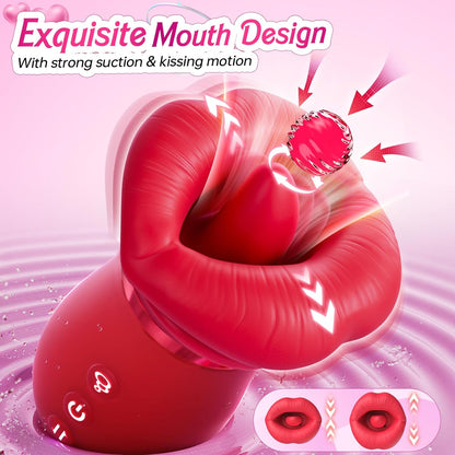 Vibrator Adult Sex Toys for Women - 5 IN 1 Mouth Sucking Vibrator Rose Sex Toy, 10 Tongue Licking, 3 Auto & 1 Manual Sucking Adult Toys New APP, Anal Clit Nipple Vibrators Female Couples Sex Toys
