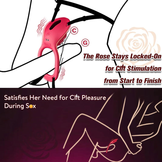 Couples Rose App Remote Control Wearable Vibrator, Couple Women Adult Sex Toys Games for Men, Hands Free Panty Clitoris Vibrator Vibrating Cock Ring, Female Sex Toy Clitoral Stimulator