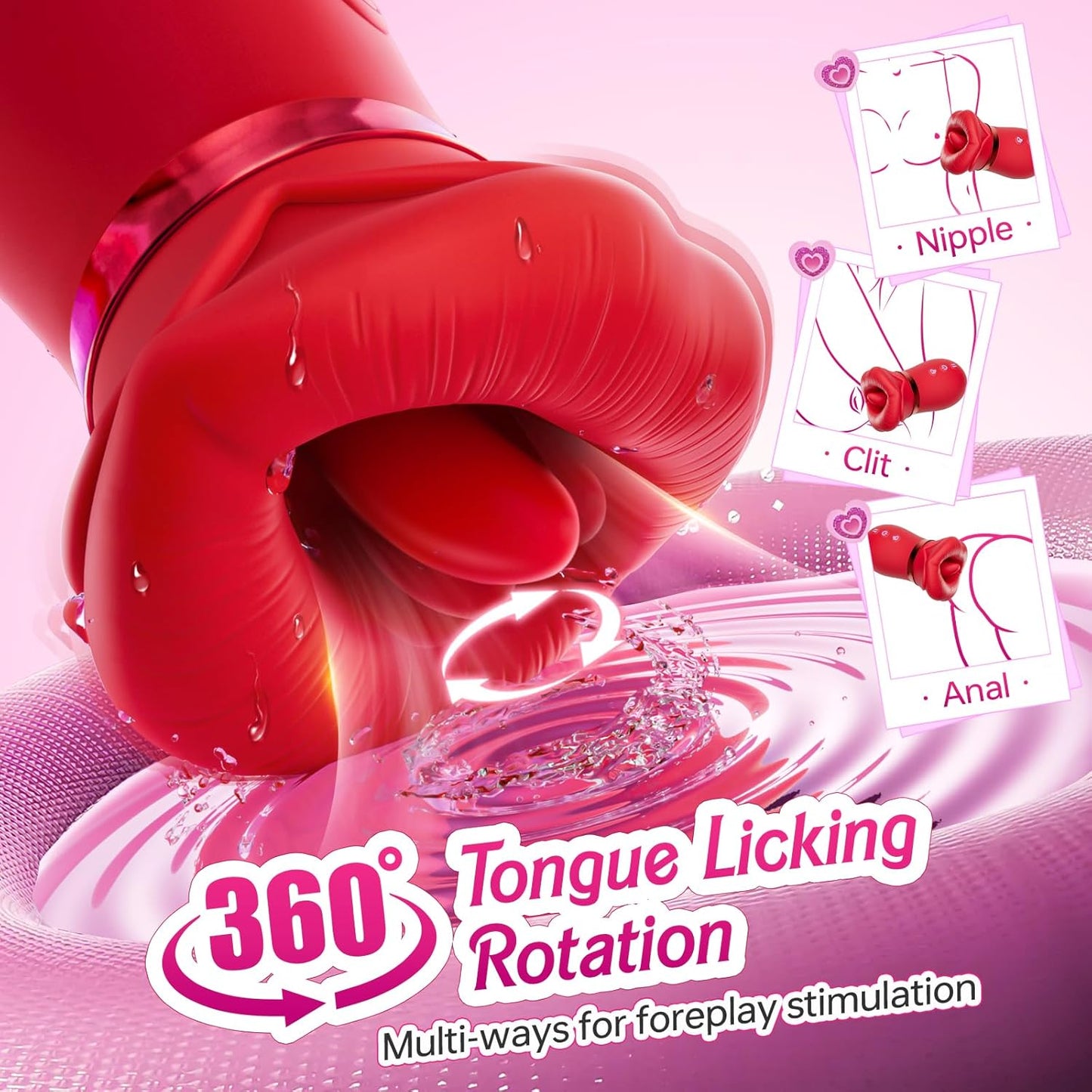 Vibrator Adult Sex Toys for Women - 5 IN 1 Mouth Sucking Vibrator Rose Sex Toy, 10 Tongue Licking, 3 Auto & 1 Manual Sucking Adult Toys New APP, Anal Clit Nipple Vibrators Female Couples Sex Toys