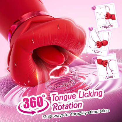 Vibrator Adult Sex Toys for Women - 5 IN 1 Mouth Sucking Vibrator Rose Sex Toy, 10 Tongue Licking, 3 Auto & 1 Manual Sucking Adult Toys New APP, Anal Clit Nipple Vibrators Female Couples Sex Toys